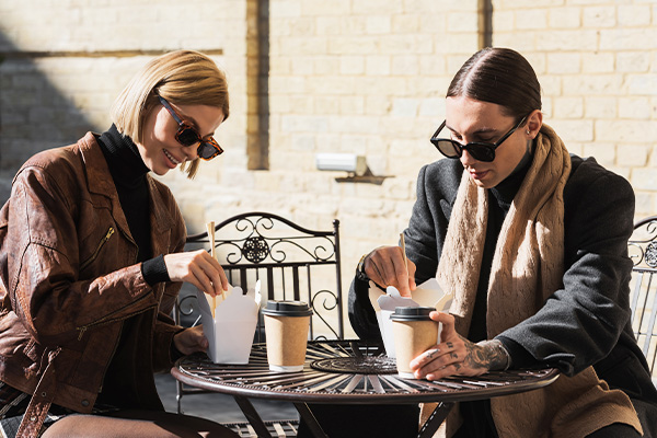 Couple on a first date without phones