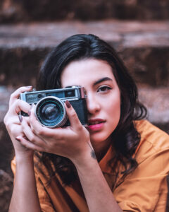 Woman holding a camera