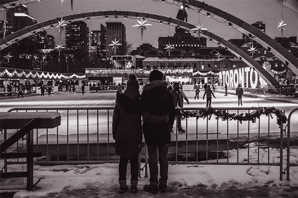 Couple at skating rink