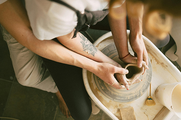 Couple at a Pottery Class