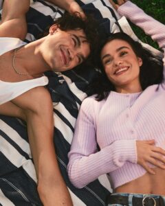 Couple on a blanket in the park