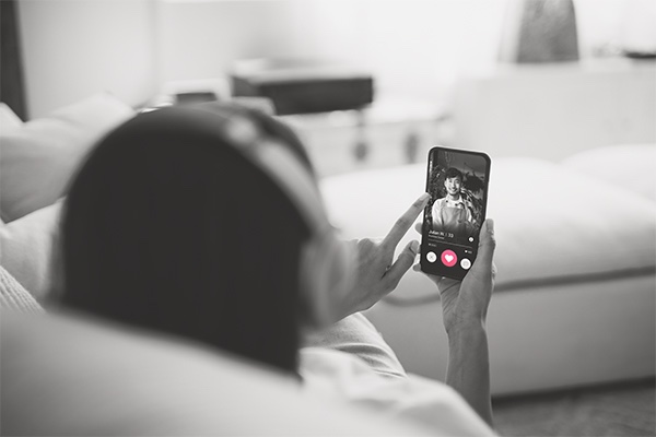 Woman using a dating app
